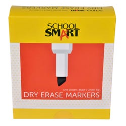 School Smart Dry Erase Markers, Chisel Tip, Low Odor, Black, Pack of 12 Item Number 1354253