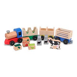 Image for Melissa & Doug Wooden Farm Trains, 4 Train Cars with 7 Pieces from School Specialty