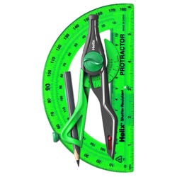 Image for Helix Plastic Compass and Protractor Set, Assorted Colors from School Specialty