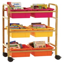 Image for Copernicus Small Bamboo Book Browser Cart Vibrant Warm Tub Combo, 28 x 16 x 37-1/2 Inches from School Specialty