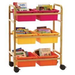 Image for Copernicus Small Bamboo Book Browser Cart Vibrant Warm Tub Combo, 28 x 16 x 37-1/2 Inches from School Specialty