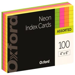 Image for Oxford Index Cards, 4 x 6 Inches, Ruled, Assorted Neon, Pack of 100 from School Specialty