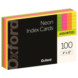Image for Oxford Index Cards, 4 x 6 Inches, Ruled, Assorted Neon, Pack of 100 from School Specialty