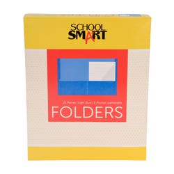 School Smart 2-Pocket Folders with No Brads, Light Blue, Pack of 25 Item Number 084893