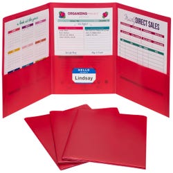 Image for C-Line 3-Pocket Tri-Fold Poly Portfolios, Red, Pack of 24 from School Specialty