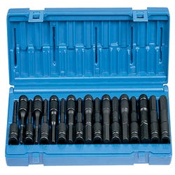 Image for Grey Pneumatic 18-Piece Hex Driver Socket Set - Fraction/Metric, 1/2 in, Set of 18 from School Specialty