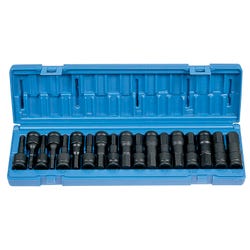 Image for Grey Pneumatic 18-Piece Hex Driver Socket Set - Fraction/Metric, 1/2 in, Set of 18 from School Specialty
