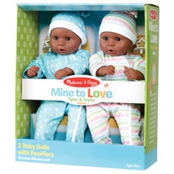 Image for Melissa & Doug Mine to Love Tyler & Taylor Twin Dolls, 15 Inches, African American from School Specialty