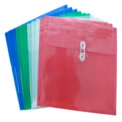 Image for School Smart Expanding Poly String Envelopes, Letter Size, Side Load, Assorted Colors, Pack of 12 from School Specialty
