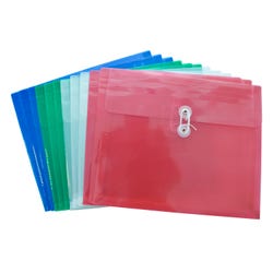 School Smart Expanding Poly String Envelopes, Letter Size, Side Load, Assorted Colors, Pack of 12 082262