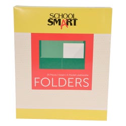 School Smart 2-Pocket Folders with No Brads, Green, Pack of 25 Item Number 084894