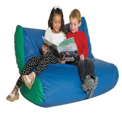 Image for Children's Factory Double High Back School Chair, Vinyl, Blue/Green from School Specialty