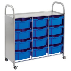Image for Gratnells Callero Plus Triple Cart with 12 Deep F2 Trays, 40-1/5 x 17 x 41-1/2 Inches from School Specialty