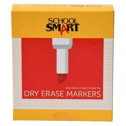 School Smart Dry Erase Markers, Chisel Tip, Low Odor, Red, Pack of 12 Item Number 1400753