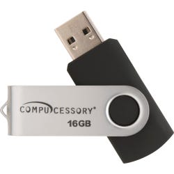 Image for Compucessory USB Flash Drive, Password Protected, 16 GB, Black/Silver from School Specialty