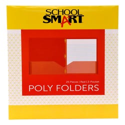 Image for School Smart 2-Pocket Poly Folders with Fasteners, Red, Pack of 25 from School Specialty