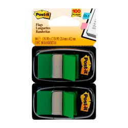 Image for Post-it Flags in Dispenser, 1-3/4 x 1 Inch, Green, 50 Flags per Dispenser, 2 Dispensers, Pack of 100 from School Specialty