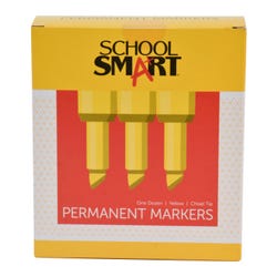 Image for School Smart Non-Toxic Permanent Markers, Broad Chisel Tip, Yellow, Pack of 12 from School Specialty