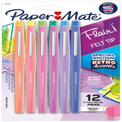 Image for Paper Mate Flair Felt Tip Pens, 0.7 mm, Assorted Special Edition Retro Accents, Set of 12 from School Specialty