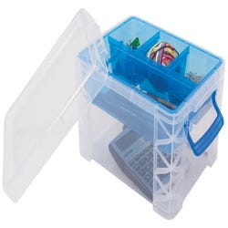 Image for Advantus Super Stacker Divided Storage Box, 10-1/5 x 7-1/2 x 6-1/2 Inches, Clear from School Specialty