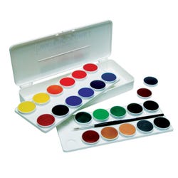 Grumbacher Non-Toxic Watercolor Paint Set with Brush, 24 Assorted Transparent Colors, Item Number 448217