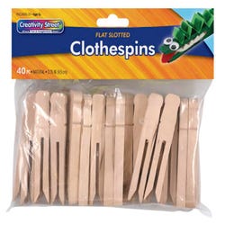 Image for Creativity Street Wood Slotted Flat Clothespin, 3-3/4 in, Natural, Pack of 40 from School Specialty