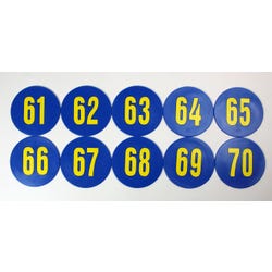Image for Poly Enterprises Numbered 61 to 70 Spots, 9 Inches, Poly Molded Vinyl, Blue, Set of 10 from School Specialty