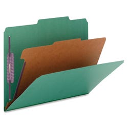 Image for Smead SafeSHIELD Pressboard Classification Folder, Letter Size, 2 Inch Expansion, 1 Divider, Green, Pack of 10 from School Specialty