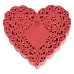 School Smart Paper Die-Cut Heart Lace Doily, 4 Inches, Red, Pack of 100 085614