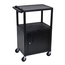 Image for AV Cart, Two Shelf with steel locking cabinet, Molded Plastic, 24 x 18 x 42 Inches from School Specialty