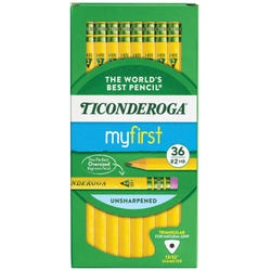 Image for Ticonderoga My First TriWrite Triangular Graphite Pencils with Erasers, No 2 Tip, Yellow, Pack of 36 from School Specialty