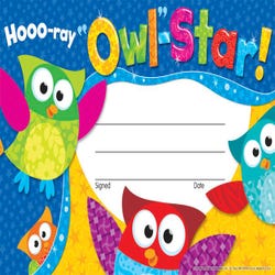 Image for Trend Enterprises Owl-Stars Hooo Ray Recognition Awards, Pack of 30 from School Specialty