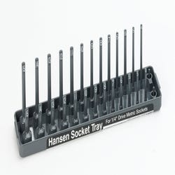 Image for Hansen Global Socket Tray, 1/4 in Drive, 4 - 15 mm, Plastic, Black from School Specialty