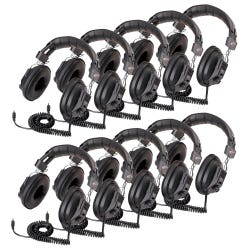 Image for Califone 3068AV-10L Switchable Stereo/Mono Over-Ear Headphones, 3.5mm with 1/4 inch Adapter Plug, Black, Pack of 10 from School Specialty