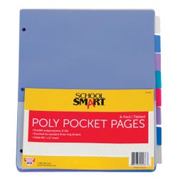 Image for School Smart Tabbed Poly Binder Pocket Page, Assorted Colors, 1 Set of 8 from School Specialty