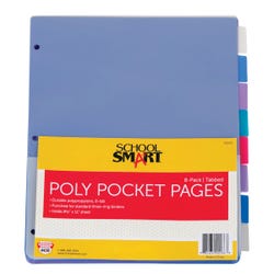 School Smart Tabbed Poly Binder Pocket Page, Assorted Colors, 1 Set of 8 081953