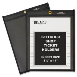 Image for C-Line Shop Ticket Holder, 8-1/2 x 11 Inches, Black Back/Clear Front, Pack of 25 from School Specialty