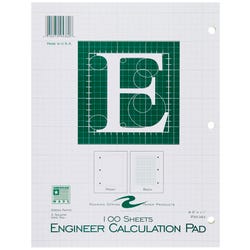 Roaring Spring Engineer Calculation Pad, 8-1/2 x 11 Inches, Graph Ruled, Green, 100 Sheets 2051266