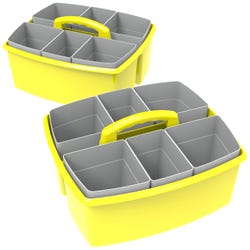 Image for Storex Large Caddy with Sorting Cups, 13 x 11 x 6-3/8 Inches, Yellow, Pack of 2 from School Specialty