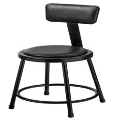 Image for National Public Seating Heavy Duty Vinyl Padded Steel Stool With Backrest, 18 Inch, Black from School Specialty