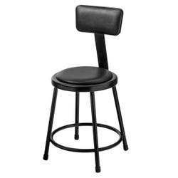 Image for National Public Seating Heavy Duty Vinyl Padded Steel Stool With Backrest, 18 Inch, Black from School Specialty