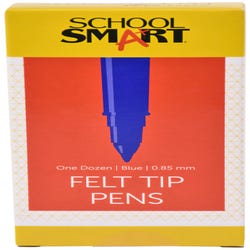 Image for School Smart Felt Tip Pen Marker, Water Based Ink Fine Tip, Blue, Pack of 12 from School Specialty
