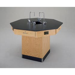 Image for Diversified Woodcrafts Octagon Workstation with Sink and Pedestal Base, 54 Inches Wide, Epoxy Resin Top from School Specialty