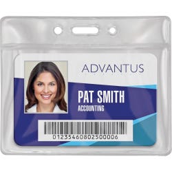 Image for Advantus Badge Holders, Vinyl, Horiz, 3-1/2 x 2-1/2 Inches, Pack of 50, Clear from School Specialty