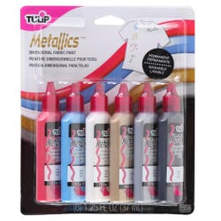 Image for Tulip Washable Metallic 3D Fabric Paint Set, Assorted Colors, Set of 6 from School Specialty