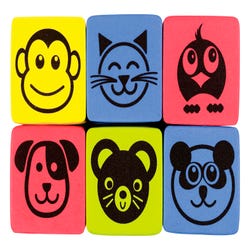 Image for Flipside Magnetic Dry Erase Erasers, 2 x 2 Inches, Assorted Animal Designs, Set of 36 from School Specialty