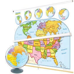 Image for Nystrom U.S. and World Map Early Learning Classroom Pack with Globe from School Specialty