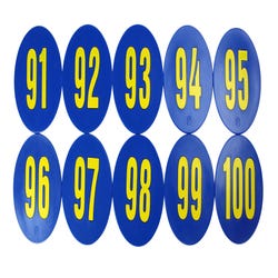 Image for Poly Enterprises Numbered 91 to 100 Spots, 9 Inches, Poly Molded Vinyl, Blue, Set of 10 from School Specialty
