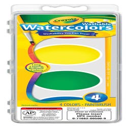 Crayola Jumbo Non-Toxic Washable Watercolor Paint Set, Plastic Oval Pan, 4 Assorted Colors 008683