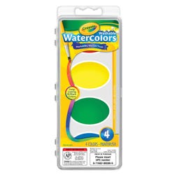 Crayola Jumbo Non-Toxic Washable Watercolor Paint Set, Plastic Oval Pan, 4 Assorted Colors Item Number 008683
